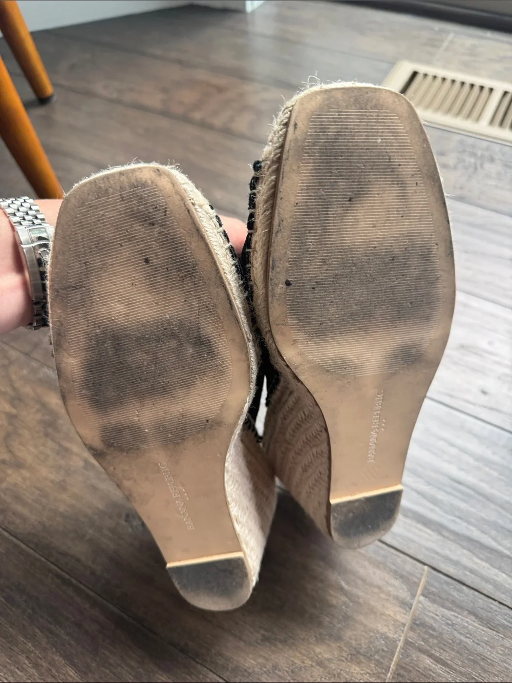 Banana Republic leather Wedge espadrille platforms